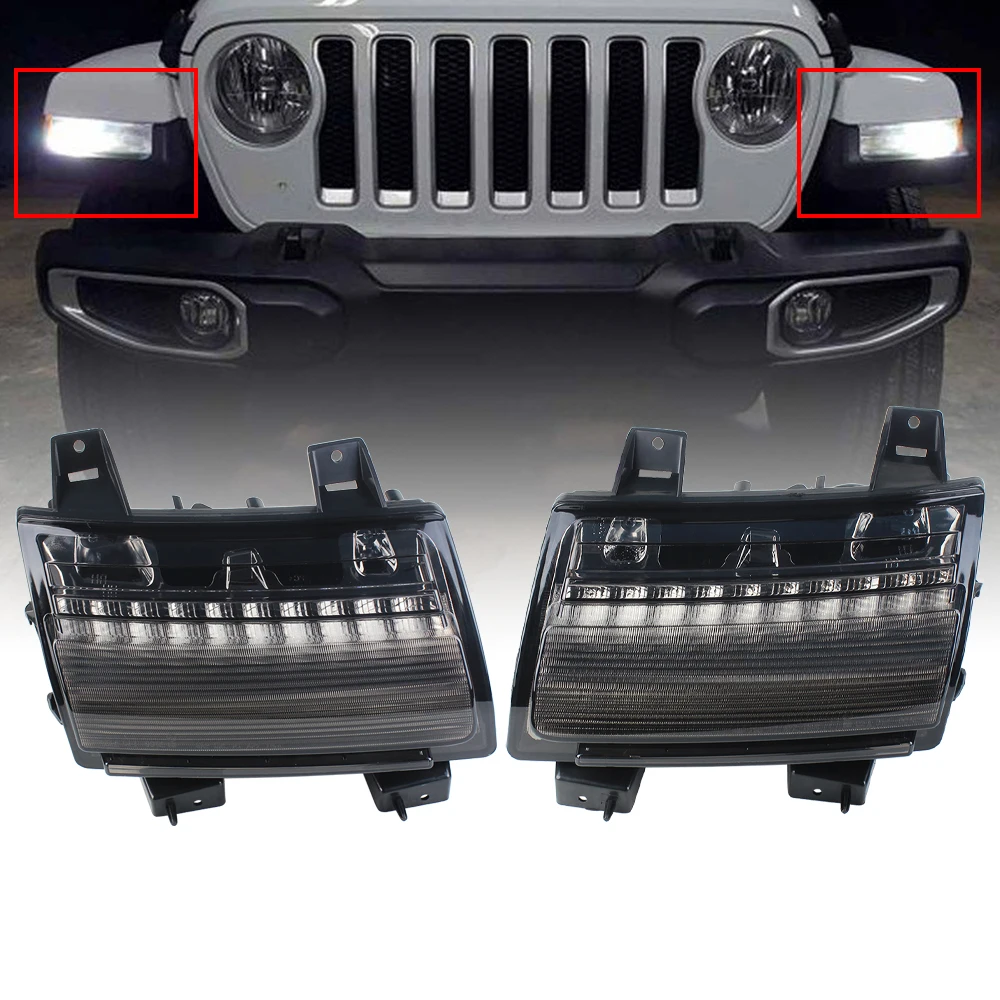 Светодиодные дневные ходовые огни для Jeep Wrangler JL 18 20 европейская версия низкая