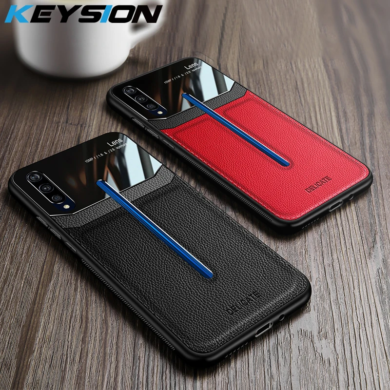 

KEYSION Leather Case for VIVO IQOO Pro IQOO Neo Mirror Glass Silicone Shockproof Phone Back Cover for VIVO NEX 3 Z5 Z5X