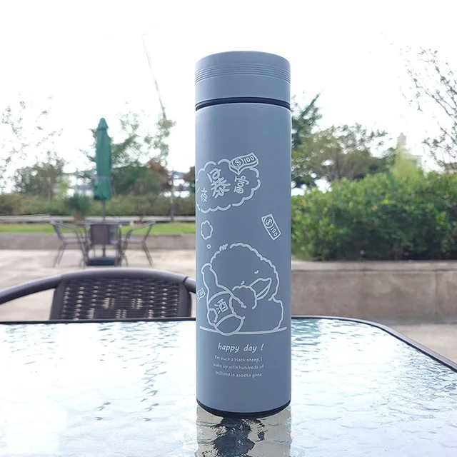 450ML Cartoon Vacuum Flask Cute Animal Thermos Bottle Stainless Steel Water Bottle Outdoor Portable Water Cup Travel Mug A
