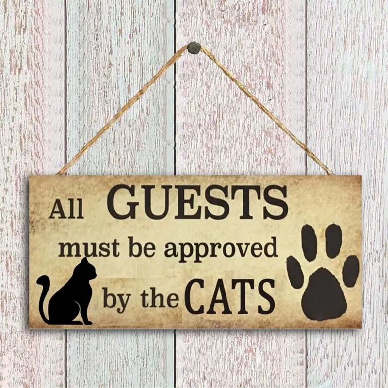 

Wooden Hanging Signs Animal Sign Cat House Doorplate Plaques Wall Hanging Plaque Home Decoration Door Pendants Cat Lovers Gift