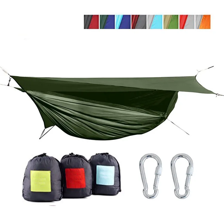 

Outdoor Camping Hot Selling Parachute Cloth Mixed Colors Hammock Ultra-Light Portable Nylon Taffeta Double Hammock Customizable