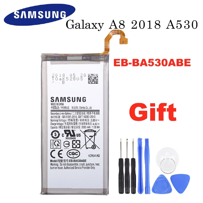 EB BA530ABE 100% оригинальный Samsung запасной аккумулятор для телефона Galaxy A8 2018 (A530) A530 SM A530F