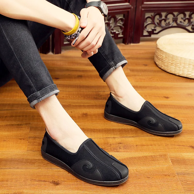 Hot Chinese Martial Art Kung Fu Ninja Shoes Slip On RUBBER Sole-Canvas Slippers 