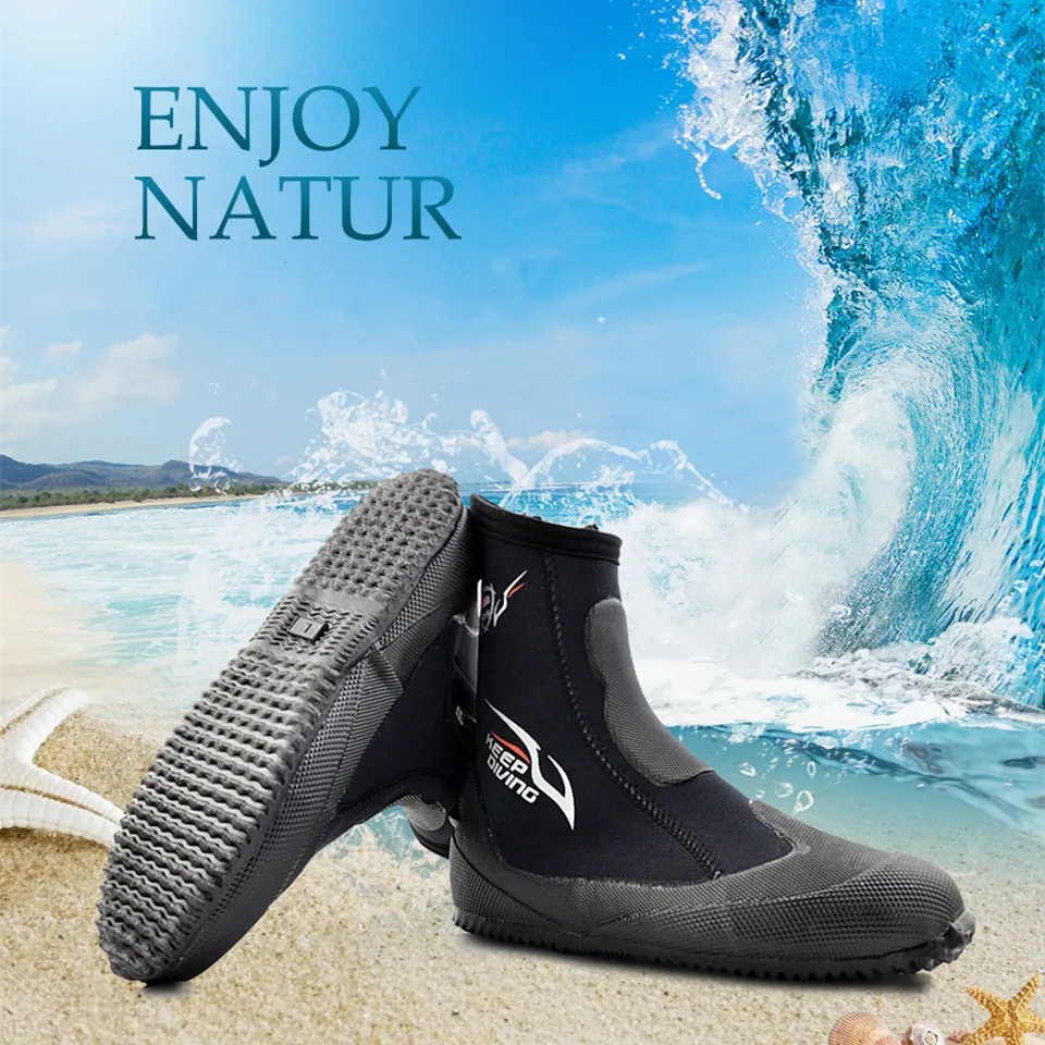 KEEP DIVING 5MM Neoprene Scuba Diving Boots Water Shoes Vulcanization Winter Cold Proof High Upper Warm Fins Spearfishing Shoes 6