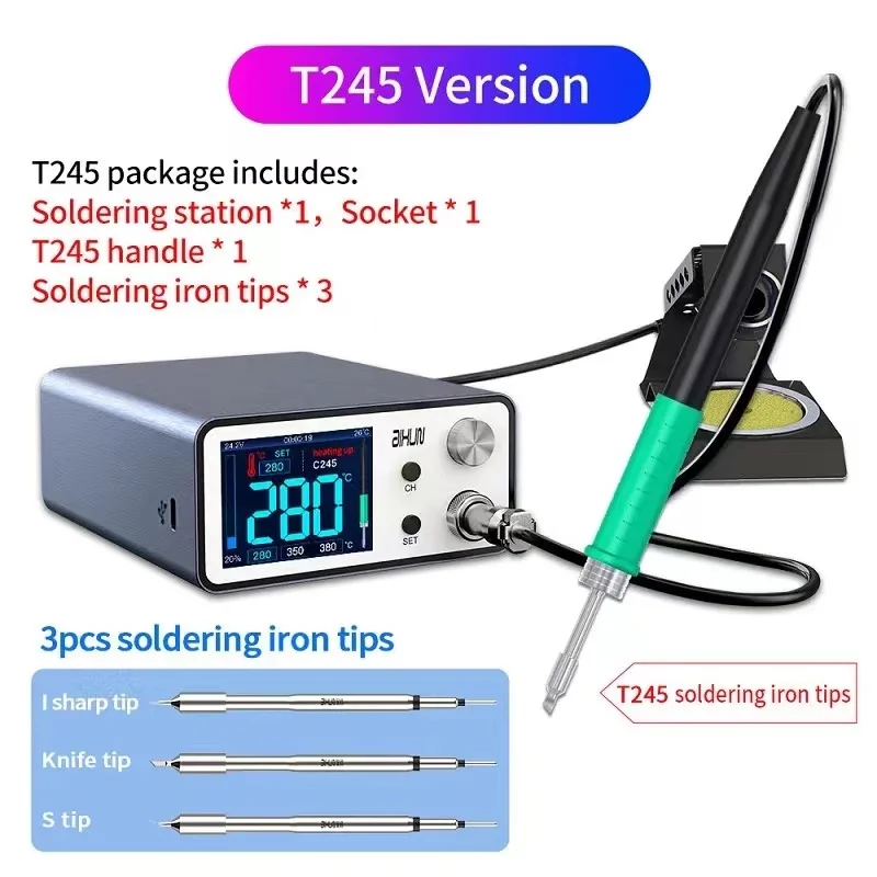 SMD BGA 수리용 JC Aixun 스마트 납땜 스테이션, 다리미 T12 T245 936 핸들 용접 팁, T3A 200W