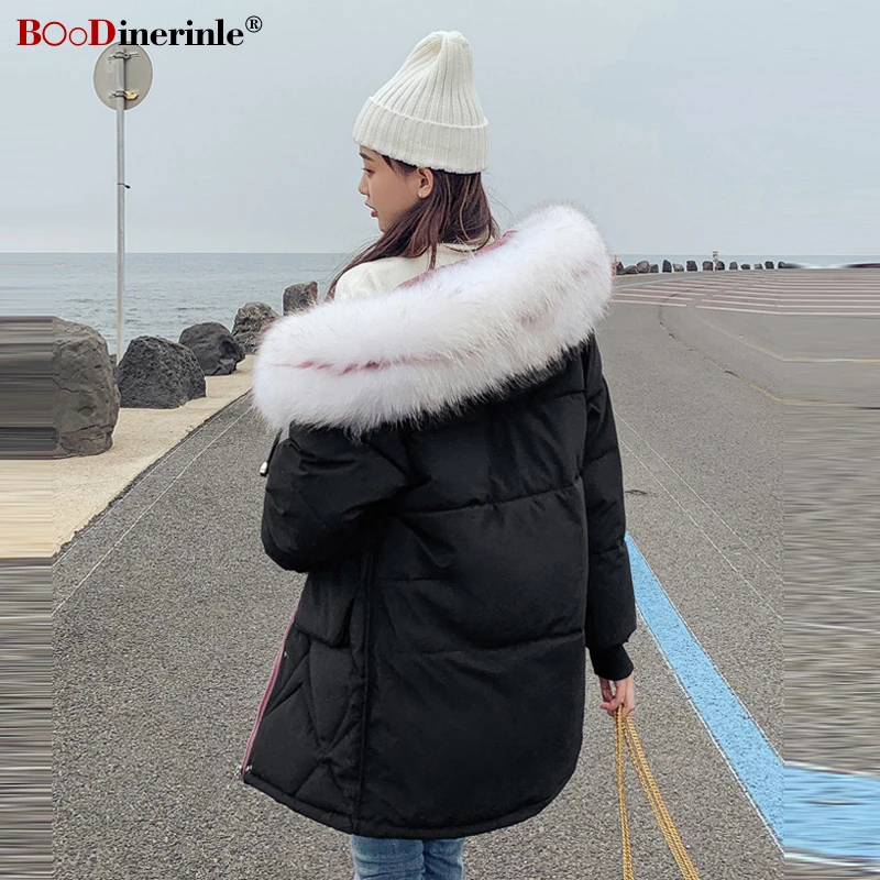 BOoDinerinle Parkas Женская куртка женская плюс размер 3XL розовая пуховая куртка теплый пуховик хлопок с капюшоном женская повседневная куртка