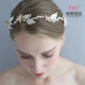 

2020 forest leaf bride hand hair band cross border hot sale wedding accessories pearl jewelry wholesale