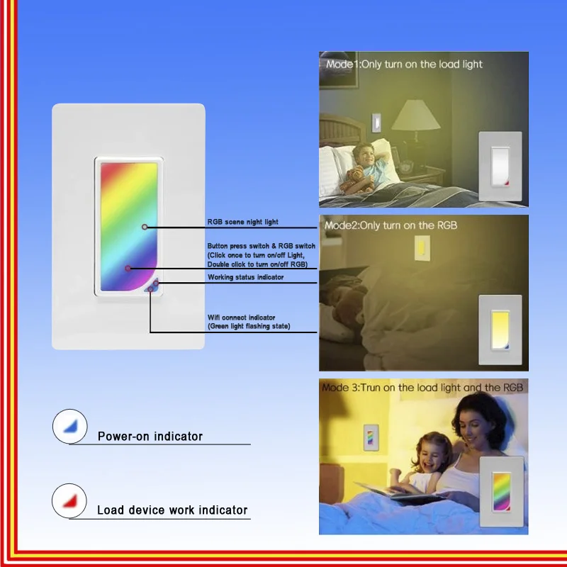 

Wifi In-wall Led Rgb Scene Light Smart Light Switch 1200 Colors 2w Rgb Scene Light Color Changing With Remote