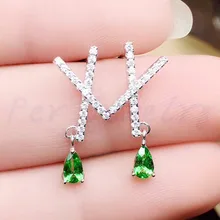 Серьги-гвоздики из натурального цаворита или рубина,, Стерлинговое Серебро 925 пробы, 0.35ct* 2 шт, ювелирное изделие# R990204