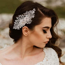 Luxury Bridal Hair Comb Sparkle Bridal Hair Accessories Wedding Headdress Elegant Pearls Beaded Hair Comb for Women Hair Jewelry