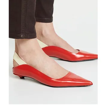 

Sexy Pointed Toe Pumps Women Shoes Patent Leather Kitten Heels Party Shoes Woman Casual Single Shoes Red Slingback Zapatos Mujer