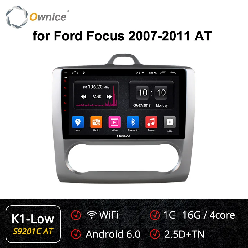 Ownice K1 K2 Octa 8 Core 2 din Android 8,1 автомобиль игрок радио авто gps Navi для ford focus 2 3 Mk2/Mk3 хэтчбек 2007 - Цвет: S9201AT K1-Low