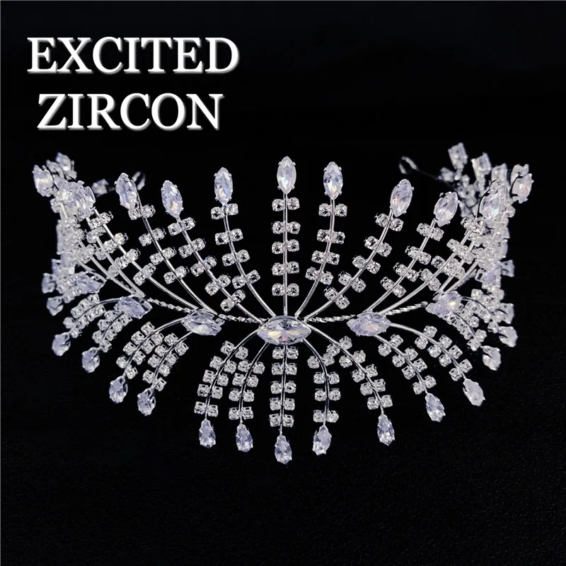 

Ladies luxury hair accessories fashion handmade crystal head flower bride wedding zircon rhinestone headdress jewelry