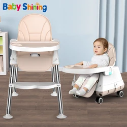 Chaise haute brillante pour bébé, siège d'alimentation, rehausseur, pliable, Portable, doux, réglable en hauteur 