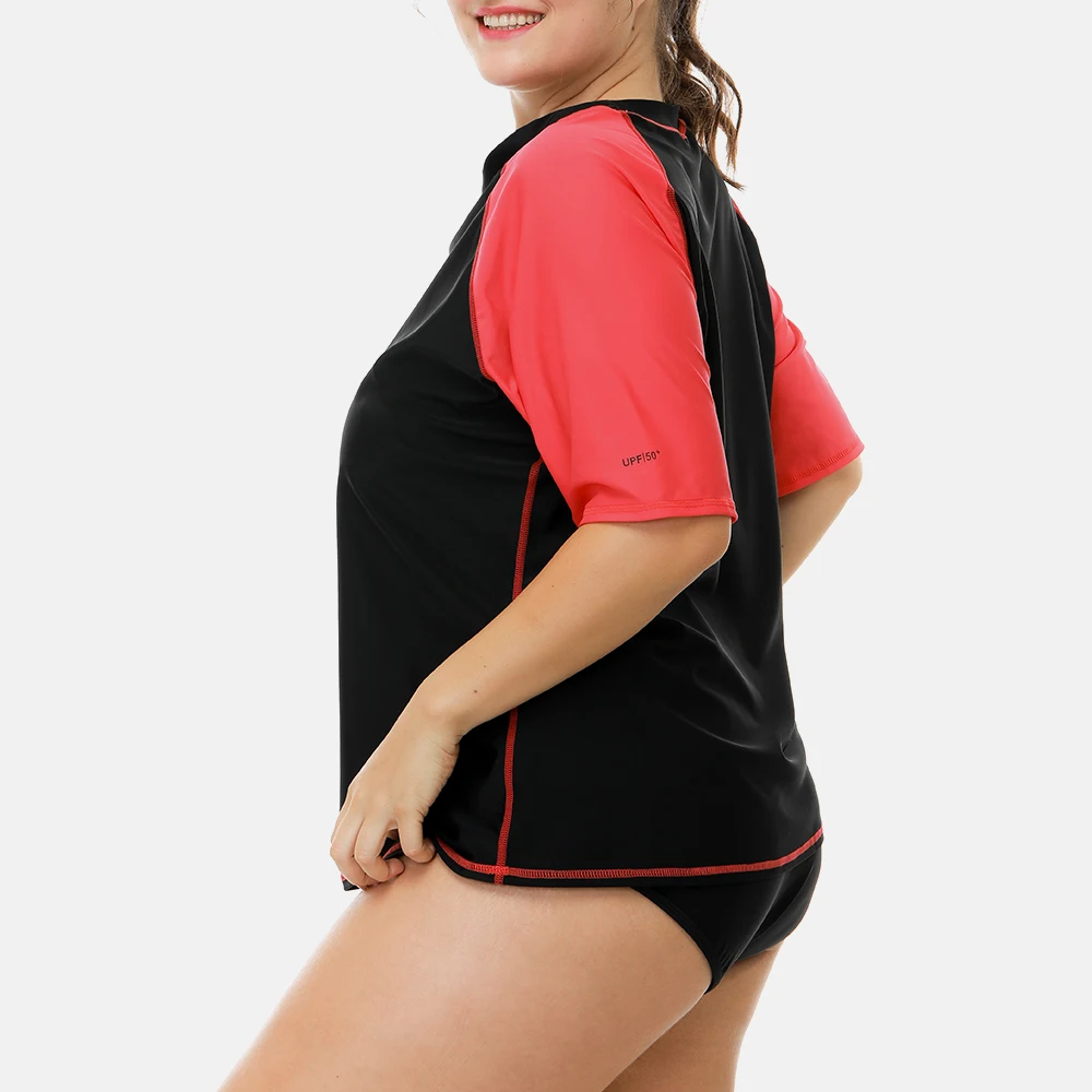 Women Plus Size Rashguard Top Swimwear Swimsuit Shirts Running Diving Shirt UPF 50+ UV-Protection Beach Wear