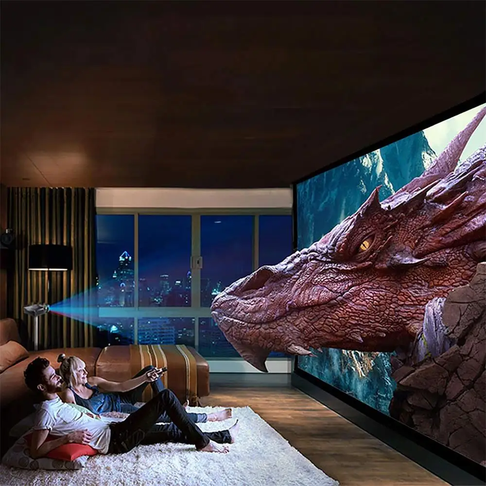 Portable Projector Screen High Brightness 16:9 Metal Anti Light Curtain 84 100 120 133 150 Inches Home Outdoor Office 4K — view 3