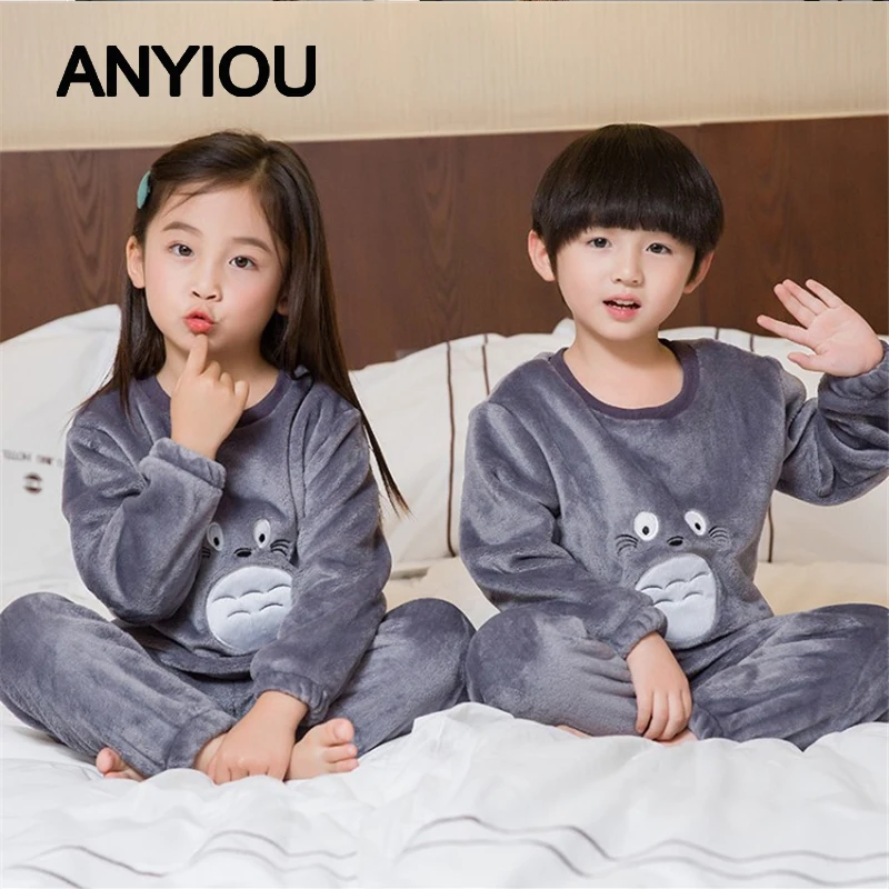 

Korean Children's Clothing Spring and Winter Baby Flannel Home Service Suit Boys and Girls Pajamas Cartoon Two-piece Girls Suit