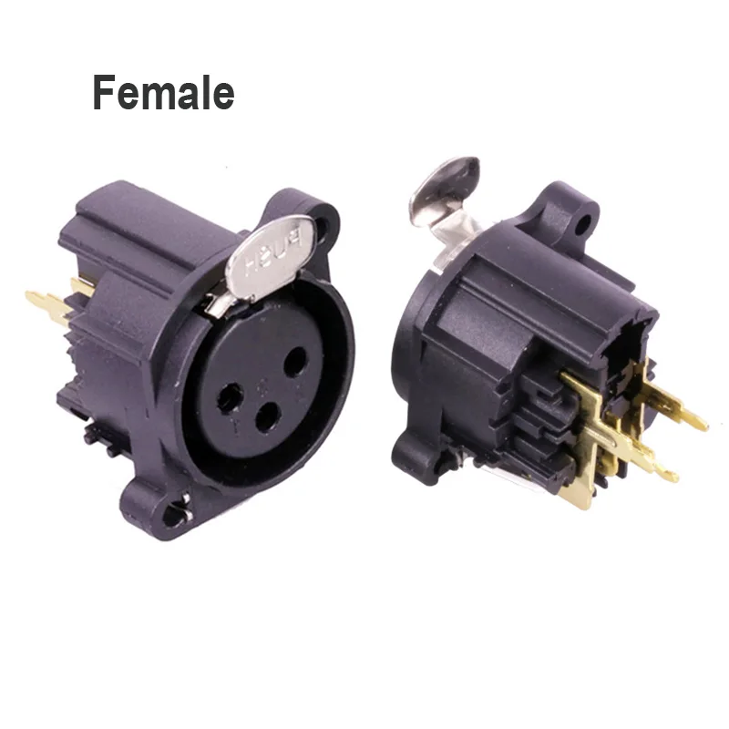 10 шт./лот 3 Pin XLR штекер Панель Крепление Позолоченные полюса прямые контакты