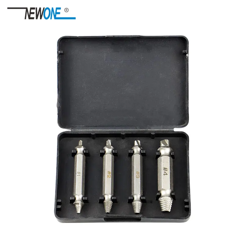 

4pcs/set Double Side Drill Out Damaged Screw Extractor Out Remover Handymen Broken Bolt Stud Removal Tool Kit in case