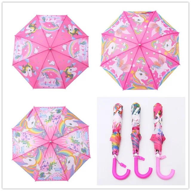 Детский зонтик Дисней, замороженный Человек-паук, София, пони, Микки, Минни, автомобиль, складной зонтик, зонтик для мальчиков, зонтик для девочек, детские подарки - Цвет: pink