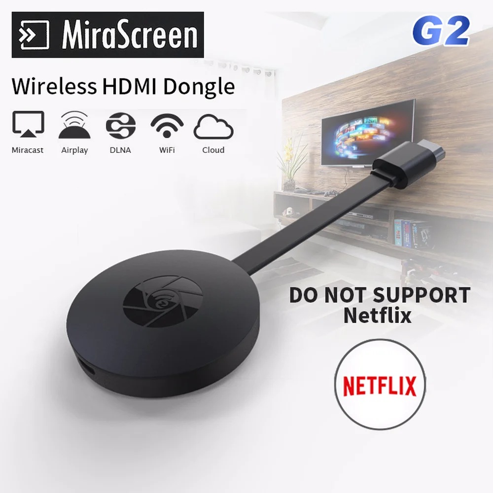 G2 TV Stick WiFi display MiraScreen 1080P HDMI anycast Miracast DLNA Airplay Display Receiver Dongle for Netflix youtube