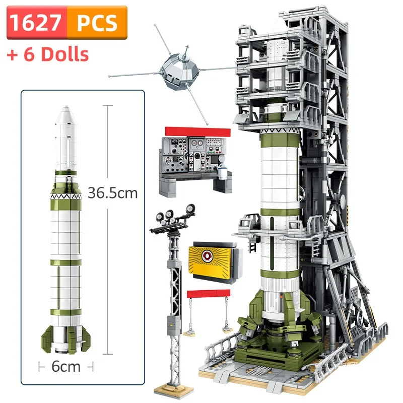 

Artificial Satellite Building Blocks Technic Architecture Rocket Constructor Figures Simulation Space Launch Toys for Children