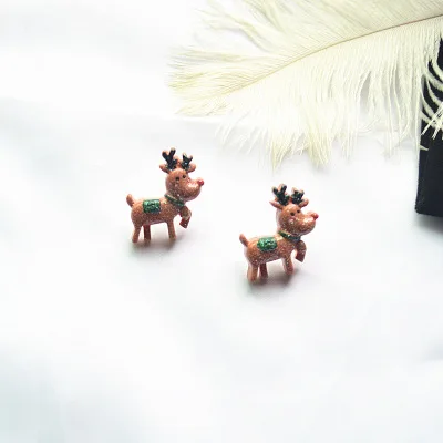 Санта Клаус, Рождественская елка, милые серьги с животными, крошечный олень, серьги-гвоздики в рождественской тематике, серьги, подарок на год, новые стильные серьги - Окраска металла: L