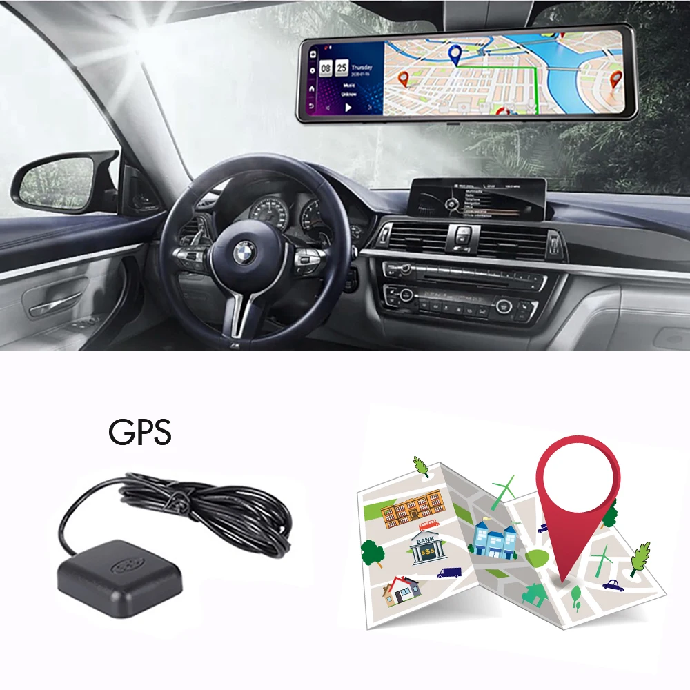Android 8 1 4G 12 дюймов Видеорегистраторы для автомобилей Wi Fi GPS навигатор зеркало