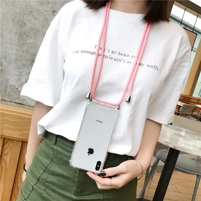 

Strap Chain Phone Case for Huawei P30 P20 Mate 20 Pro Lite p30pro p20pro mate20 Case Tape Necklace Lanyard Mobile Carry Cover