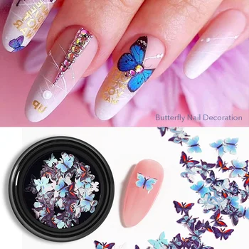 

Mirror Sparkly Butterfly Nail Sequins Paillette Mixed Colors Holographics Glitter 3D Flakes Decoration Nail Art Accessories