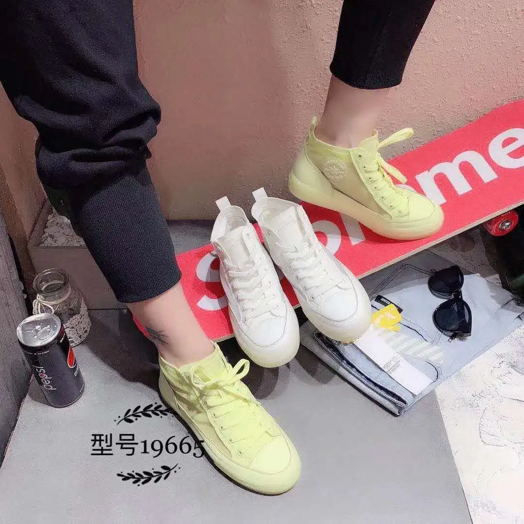 

2019 Summer New Style Hight-top WOMEN'S Sandals Genuine Leather Gauze Breathable Versatile White Shoes Korean-style Casual Gel S