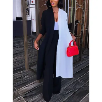 

Womens Ladies Trench Colorblock Gown 2020 Fashion Waterfall Long Open Mesh Cardigan Casual Cover Up Ponchos Outwear Top Clothes