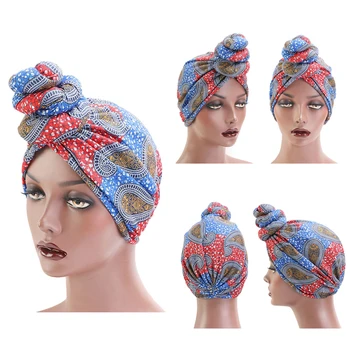

Fashion African Hair Caps Tie Turban Bandana Cap Night Sleep Headwrap Flower Elegant Beanie Cap Hair Styling Accessories