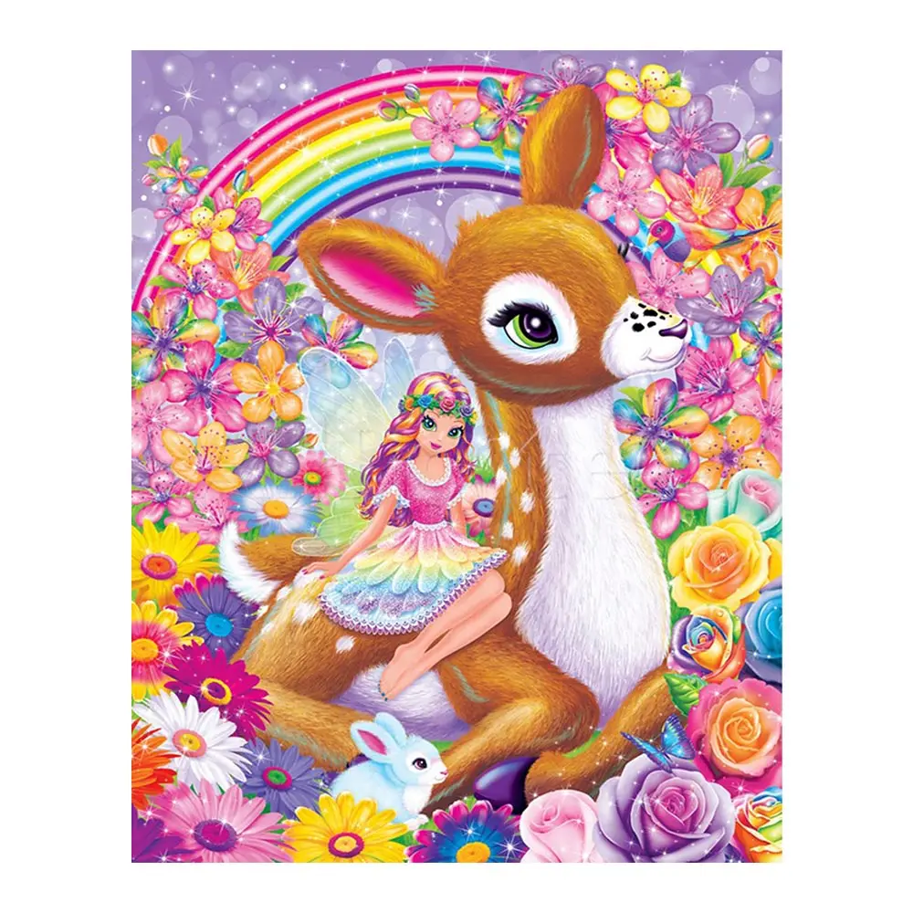 

sika deer and little girl Diamond Painting cartoon animal Round Full Drill Nouveaute DIY Mosaic Embroidery 5D Cross Stitch gifts