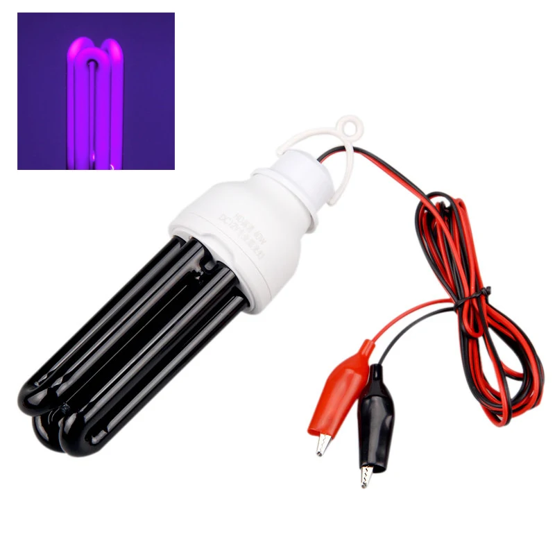 

40W 12V UV Energy Light Blacklight Bulb Screw Germicidal Lamp With Two Meters Clamp