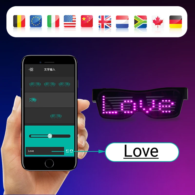Волшебные Bluetooth Led вечерние очки приложение управление светящиеся очки EMD DJ электрические слоги очки для вечеринки