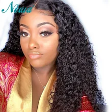 Newa волос предварительно сорвал полный кружева человеческих волос парики с волосами младенца для черных женщин волна воды бразильские волосы remy полный парик шнурка