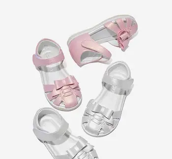 

2020 Summer New Style Girls Cute Bow Glitter Princess Sandals Toddler Kids Shoes For Girls Fashion Closed Toes Hollow Out Shoes