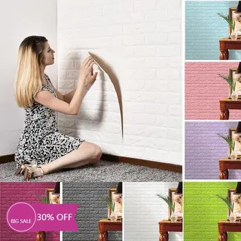 

3D Wall Stickers 70*77cm 3D Brick stone pattern Self-Adhesive Wall paper Waterproof DIY 3D Brick Stone Wall Papers for Kids Room