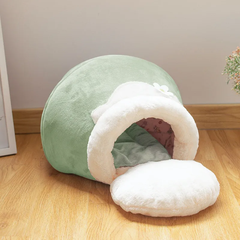 Green Складной спальный мешок для кошки в форме банки,(M72 - Цвет: Green