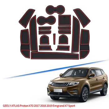 

19Pcs Car Door Groove Mats Non-Slip Rubber Gate Slot Cup Pads for Geely Atlas Emgrand X7 Sport NL-3 Proton X70 2017-2019
