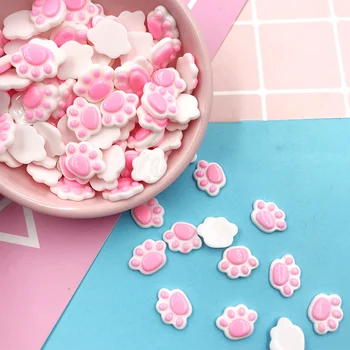 

50Pcs Small Cute Bear Paw Flat Back Resin Cabochon Fit Phone Deco Parts DIY Hair Bows Center Accessories Scrapbooking 14*12mm
