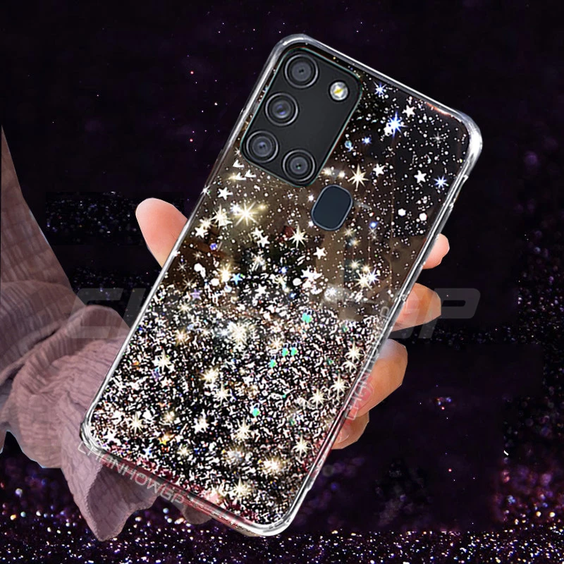Glitter Soft TPU Case for Samsung Galaxy A21S Transpartent Bling