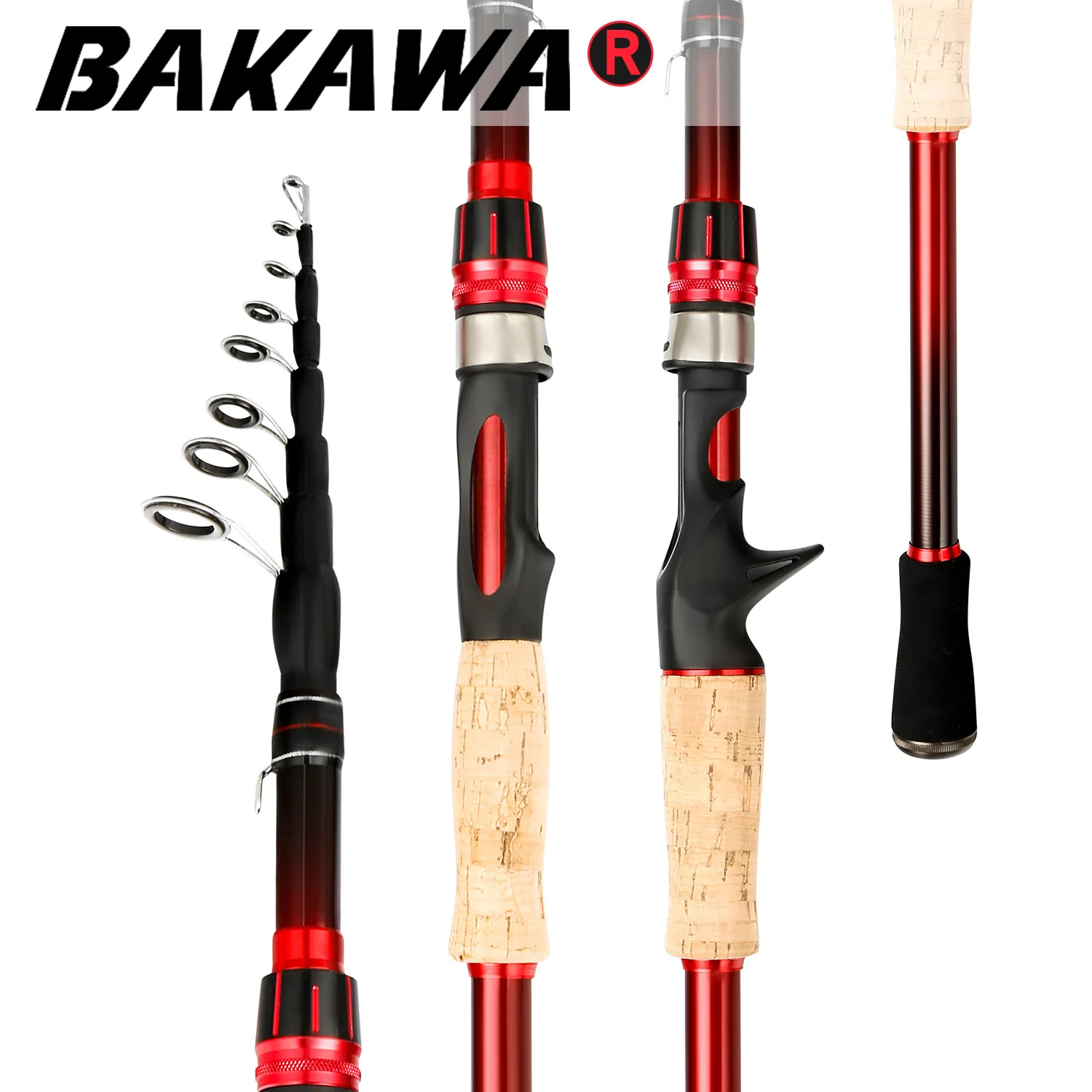 

BAKAWA Lure Fishing Rod 2.1m 2.4m 3.0m Telescopic Baitcasting Carbon Fiber Spinning Casting Mini Short Light Carp Travel Pole