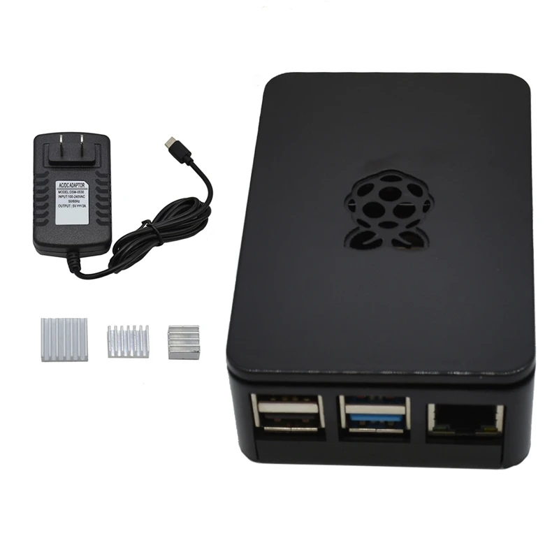 Для Raspberry Pi 4 Модель B ABS чехол 2G Оперативная память DIY Kit с серебряной радиатора 5V 3A Мощность адаптер для Raspberry Pi 4B