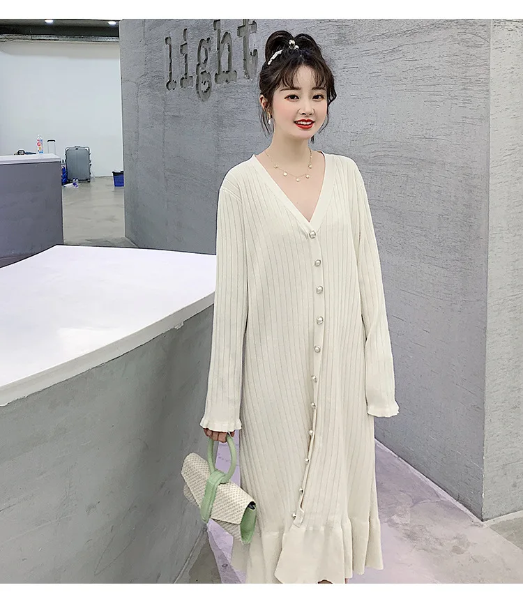 2020 Fashion Maternity Dress Loose spring autumn winter Skirt Pregnancy Clothes For Knit Pregnant Women Sweater (30)