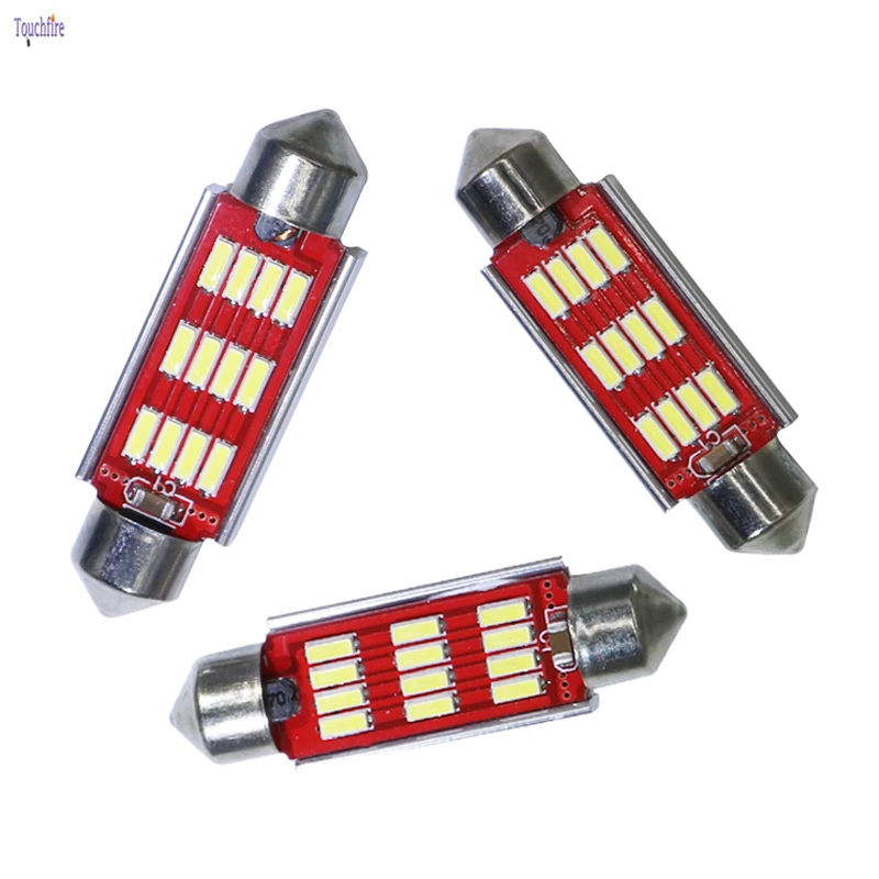 100 шт. C5W C10W гирлянда 4014 12SMD 31/36/39/41 мм Авто Canbus светодиодный автомобильные лампы для чтения купол внутренняя Лицензия плиты стояночного света 12V