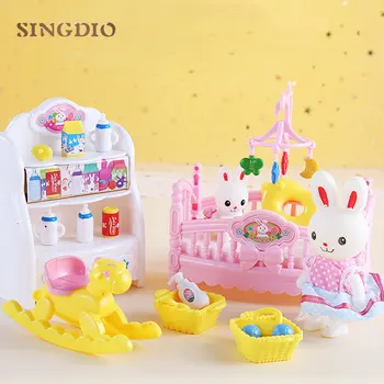 

Diy cute best holiday miniature furniture dollhouse accessories bedroom sets kit cartoon toys for children little girls 6 years