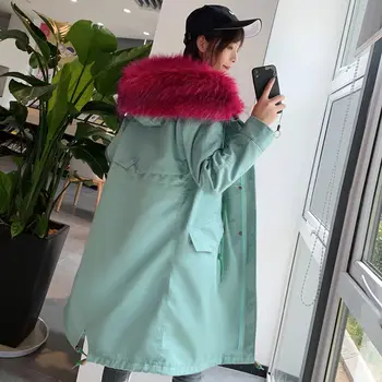 

2020 Parka Jacket Female Fox Fur Liner Parker Detachable Long Faux Fur Coat Fashion Slim Warm Winter Coats Abrigo Mujer f2172