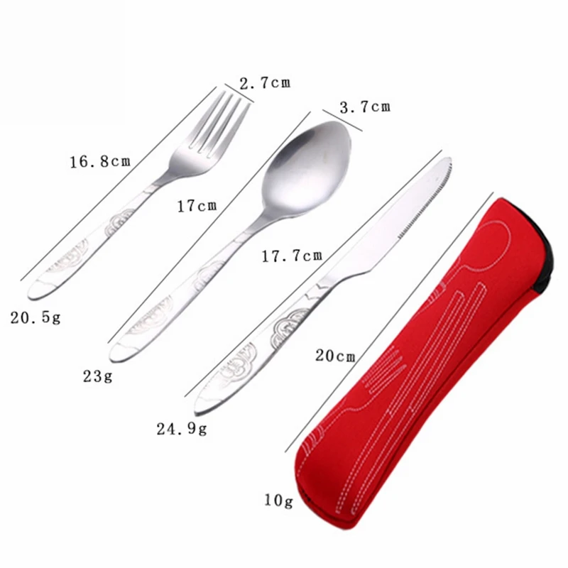 3 шт./компл. набор столовых приборов из нержавеющей стали для путешествий